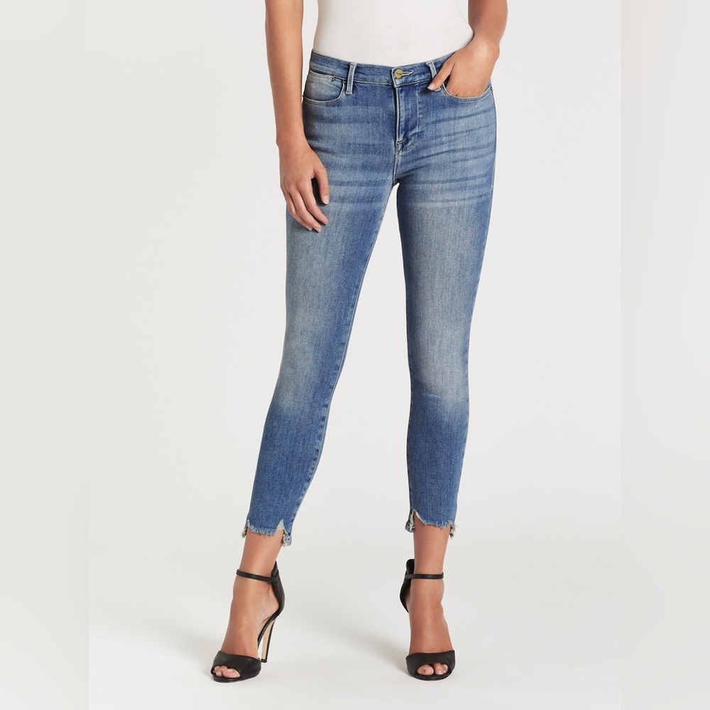 FRAME Le High Skinny Cropped Raw Hem Denim Jeans